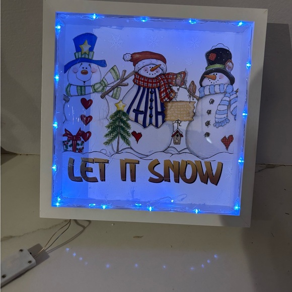 Snowman LED Light Box with Blue Accents - Picture 3 of 6